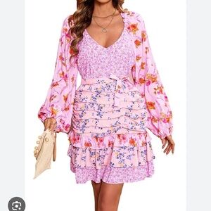 R Vivimos Mixed Print boho Tiered Ruffle Dress